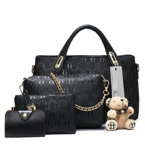 Kit Conjunto com 4 Bolsas Femininas 2019 Luxury De Couro Com Carteira | FRETE GRÁTIS - Coisa & Treco